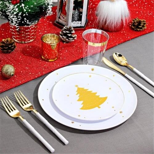 20pcs Hot Sale Of Disposable Plastic Dinner Plates Party Childrens Christmas Wedding Party Cutlery