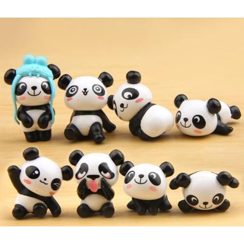8pcs/set Kawaii Panda Action Figures PVC Toy Kids Children Birthday Gift Mini landscape doll ornaments