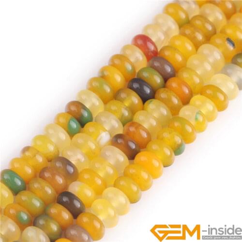 Natural Yellow Green Agates Rondelle Spacer Loose Accessories Beads For Jewelry Making Strand 15 inch DIY Jewelry Bead For Women