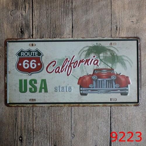Decorative Route 66 Metal Plates Vintage USA Car No. Metal tin sign bar Pub Garage Metal Plaques wall art