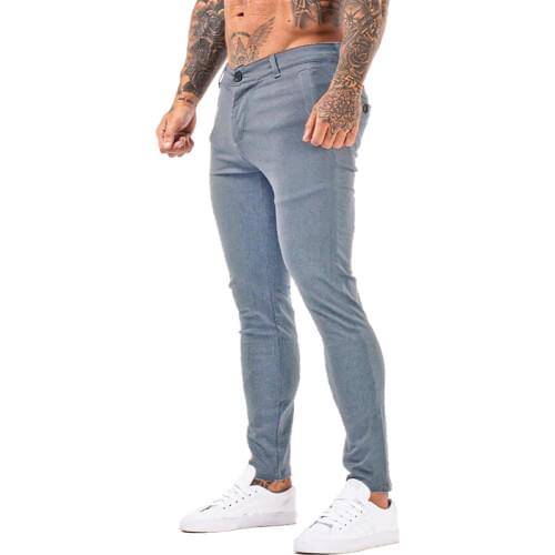 GINGTTO Mens Pants Casual Mens Trousers Skinny Stretch Mens Chinos Pants Slim Fit Mens Casual Pant Plaid Elastic Waist zm3108