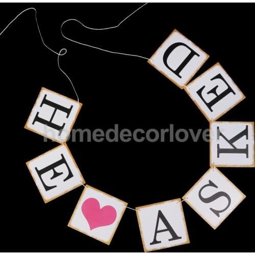 He asked SHE said YES Banner Bunting Wedding Engagement Decor Photo Props