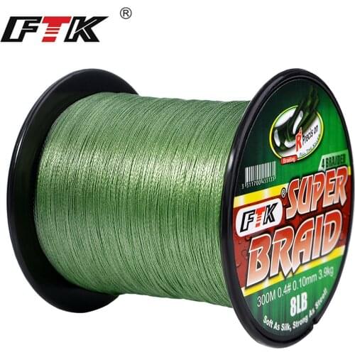 FTK 300M/500M Braided Wire PE Braided Fishing Line 0.10mm-0.40mm 0.4-6.0# Code 4 Strands 8-60LB PE Multifilament Fishing Line