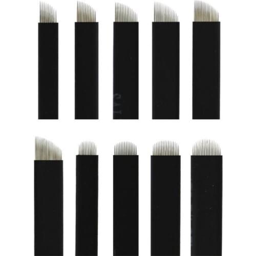 Tattoo Needle Nano Black 0.16mm Flex 12U 14U 16U 18U 21U Microblading Needles Permanent Makeup Eyebrow Lamina For Embroidery