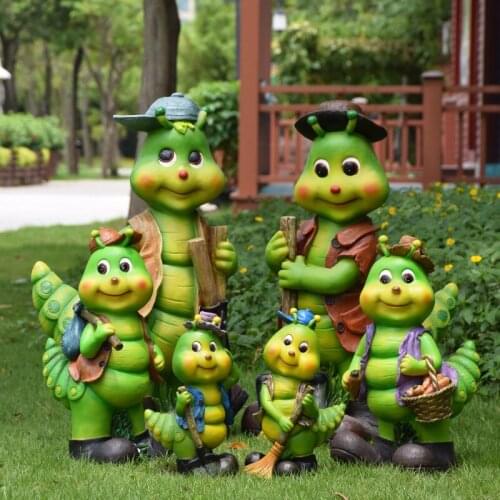 Villa Courtyard Simulation Animal Ornaments Resin Caterpillar Figurines Crafts Outdoor Garden Landscape Sculpture Decoration