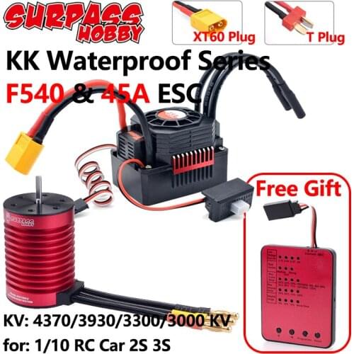 Surpass Hobby KK ESC Brushless Motor F540 3000/3300/3930/4370KV 45A ESC XT60 Plug Programming Card for RC Car 1/10 Tamiya Axial