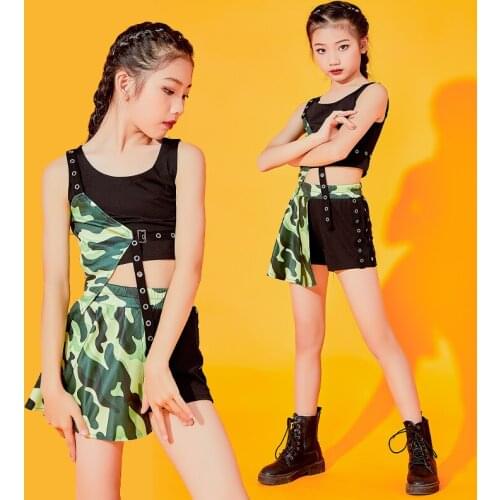 2021 New Jazz Dance Costumes Camouflage Hiphop Suit Performance Dance Costumes Modern Dance Hip Hop Dancing Rave Clothes DQS6911