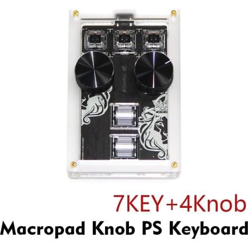 Macro Keyboard Macropad Black Knob 7keys + 4 Knobs Programming Type C Photoshop Media Player Windows Linux Mechanical RGB Keypad