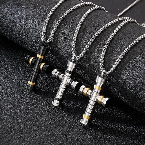 Fashion personality titanium steel cross pendant, creative and versatile necklace accessories for boys