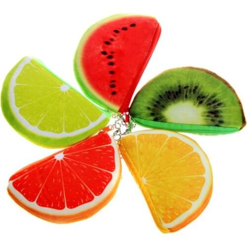 Fashion Orange Watermelons Semicircle Wallets 3D Ladies Purse Soft Printing Fruit Bags Children Clothes Pouch for Kids Gift
