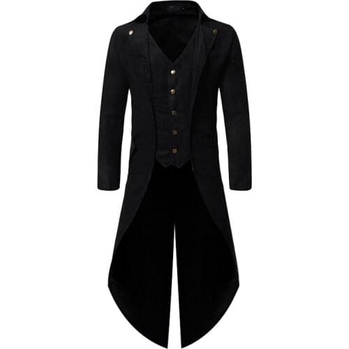 Mens Steampunk Cosplay Tailcoat Jacket Medieval Gothic Coat Jacket Pirate Viking Renaissance Formal Tuxedo Coats Costume Homme