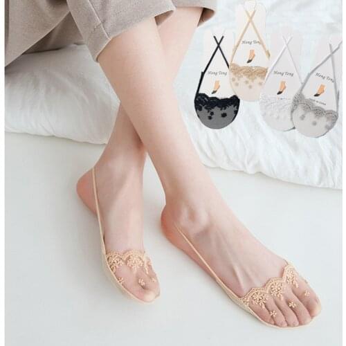 New Transparent Short Lace Socks Women Summer Hollow Out Boat Socks Slippers Female Soft Low Invisible Socks Invisible Socks
