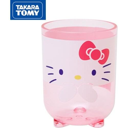 TAKARA TOMY Cute Cartoon Hello Kitty Pattern Brushing Teeth and Gargle Nursery Baby Drinking Plastic Water Container 150ML Cup
