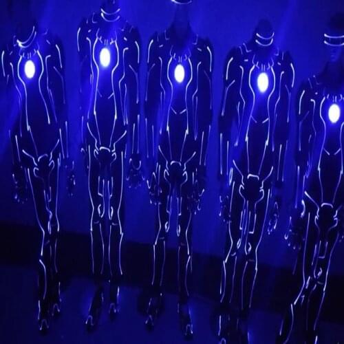 Luminescence Performance Clothing LED Full Color Programming Robot Optical Fiber stage dance wear
