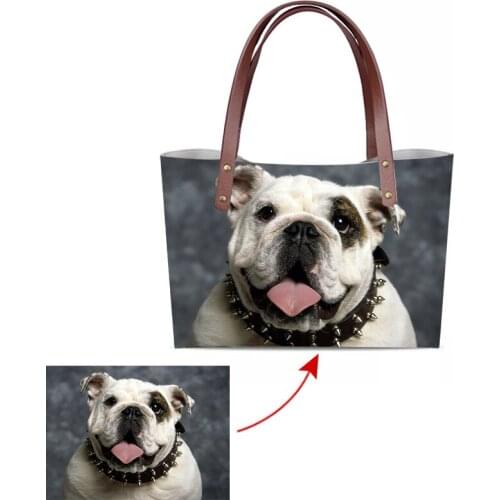 Custom Color Pet Picture New Personalise PU leather Fashion Ladies Shoulder Open Large Capacity Zipper Mobile Handbag Pet lovers