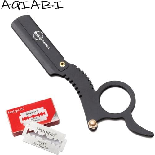 Professional Men Hair Cut Razors Barber Salon Shaving Knife Stainless Steel Straight Women Body Razor 1Pcs + 10 Blades A6111