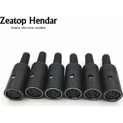 100Pcs DIN 3 4 5 6 7 8 Pin Female Plug with Plastic Handle Socket DIN Audio Wire Connector DIN Jack for Keyboard/Mouse DIY