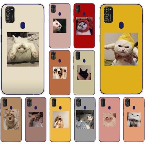 18AS Cute cat Silicone case for Samsung Galaxy M11 M 11 M21 M 21 cover funda