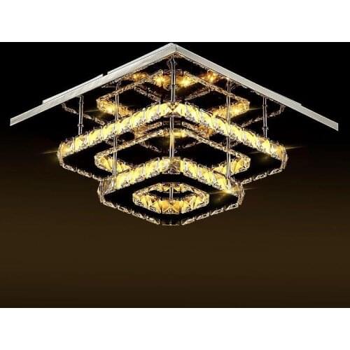 Nordic Flush Mount Ceiling Light Room Lights LED Light Fixtures Living Room Lights Stainless Steel K9 Crystal LED Room Light