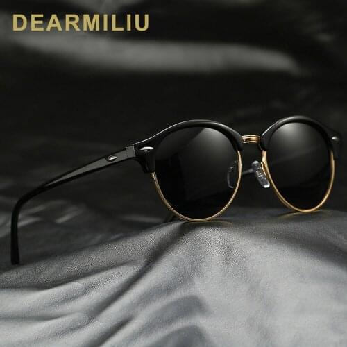 DEARMILIU Brand Round Polarized Mens Sunglasses Brand Designer Unisex Retro Vintage Driving mirror Sun Glasses for Women shades