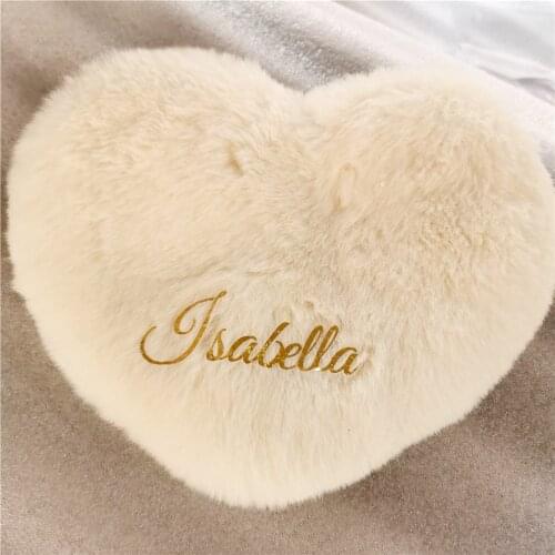 Faux Rabbit Fur Personalized Name Chain Messenger Bag Ladies Valentines Day Birthday Gifts Heart Shape Crossbody Cosmetic Bag