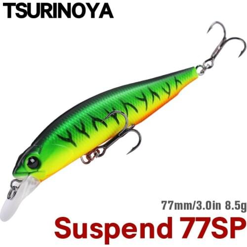 TSURINOYA 77SP Jerkbait 77mm 8.5g DW101 Suspending Minnow Pike Bass Fishing Lure 0.7-0.9m Artificial Hard Bait Wobbler Crank