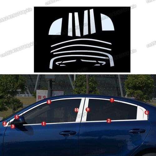 Lsrtw2017 stainless steel car window trims decoration for kia rio 2017 2018 2019 k2