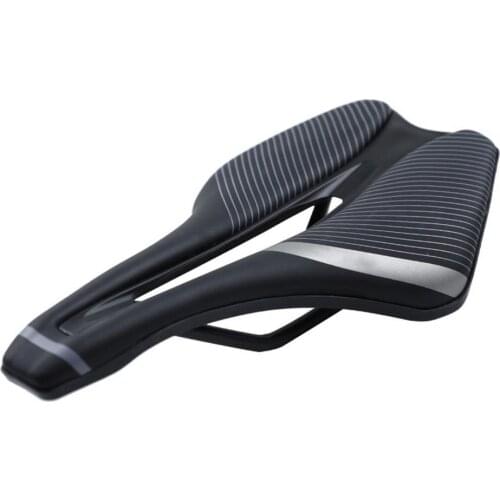 Stripe Print Bicycle Saddle Shock Absorption Good Filling Bike Cushion Ergonomic Hollow Faux Leather Bicycle Seat for Cycling
