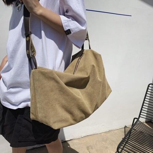 Vintage washed canvas bag mens solid color large capacity lovers' messenger bag college student class Backpack