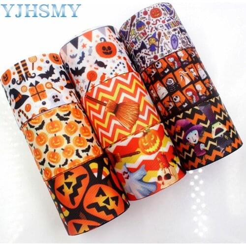 YJHSMY 178179 38mm 10yards/lot Halloween cartoon ribbon thermal transfer lattice wedding accessories DIY handmade material