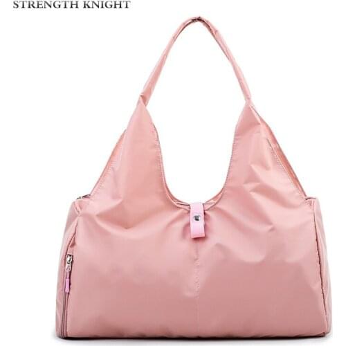 Women Fashion Sexy Pink Color Handbags Barrel-Shaped Large Capacity Travel Duffle Striped Waterproof Beach Bag Shoulder Bag