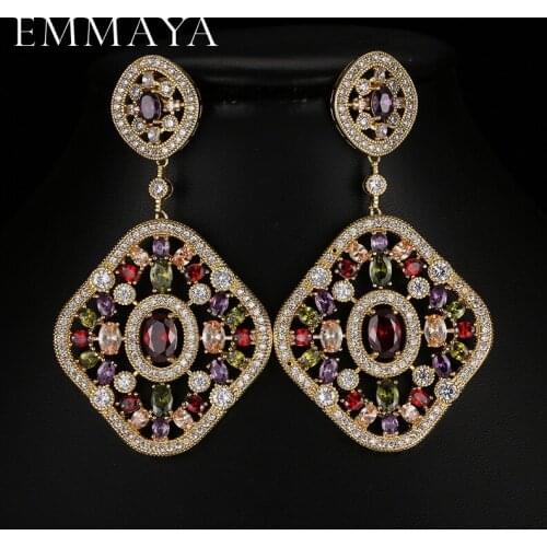 EMMAYA 2017 New Arrival Vintage Zircon Bead Drop Earrings for Women Long Big Bohemia Earrings Spring Jewelry Accessories
