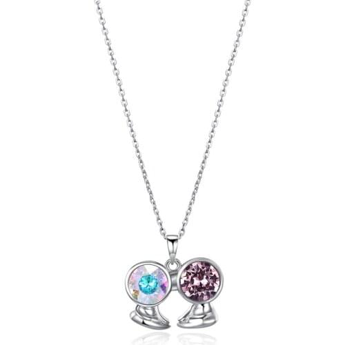 ZEMIOR 925 Sterling Silver Necklace For Women Curious Fickle Gemini Pendant With Austria Crystal 12 Constellations Series New