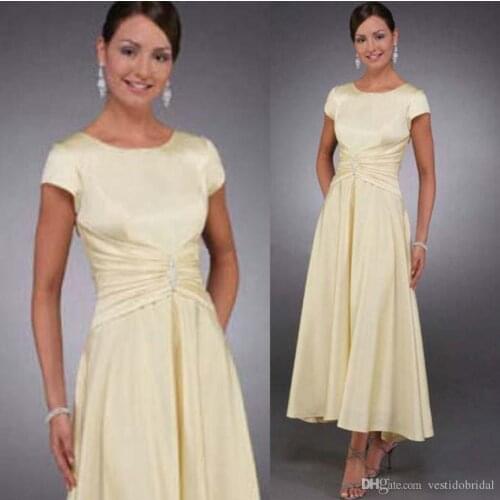 Plus Size Mother Of The Bride Dresses short Sleeve Formal Wedding Party Gown satin Patchwork robe mere de la mariee Onepiece