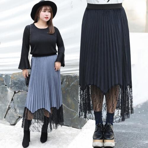 Winter New Women Skirt Style Plus Fat Plus Size Womens Skirt Long Skirt Lace Stitching Skirt Women