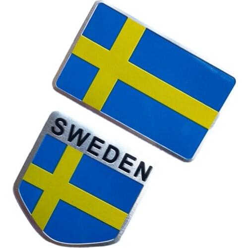 1X 3D Aluminum Sweden Flag Car Styling Sticker Emblem Decal Badge For SE Cars Body Window Door for Volvo V70 XC60 S60 V60 V40