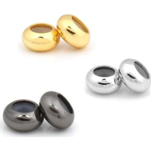 10pcs Stainless Steel Round Spacer Stopper Beads With Rubber Inside Fit Pandora Charms Bracelets Fashion Jewelry