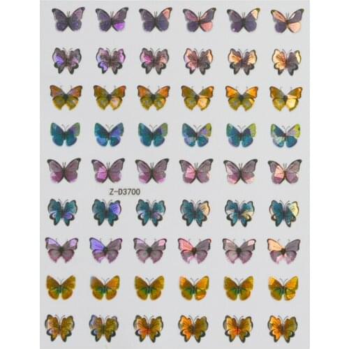 10PCS New Pink Yellow Red Colorful Butterfly Nail Sticker Transfer Adhesive Nail Art Decoration Accessories Applique Sticker