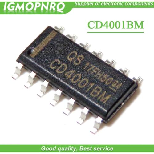 20pcs free shipping CD4001BM CD4001 HEF4001BT HEF4001 SOP-14 With each other Logic Gates CMOS Quad 2-In new original