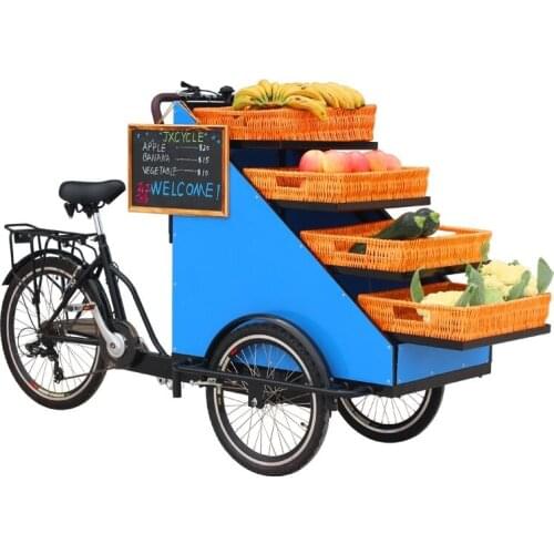 3 Wheel Adult Tricycle Pedal and Electric Cargo Bike Food Vending Cart for Sale Vegetables Fruits on The Street Outdoor
