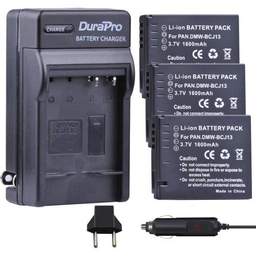 3pc 1600mAH DMW-BCJ13 DMW BCJ13 Rechargeable Li-ion Battery + Car Charger + EU Plug For Panasonic DMC LX5 LX5 LX5GK LX5K LX5W