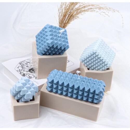 3D Cone Rectangle Silicone Candle Mold Cube DIY Handmade Sharp Corners Craft Cake Art Decor Creative Bubble Design Mould