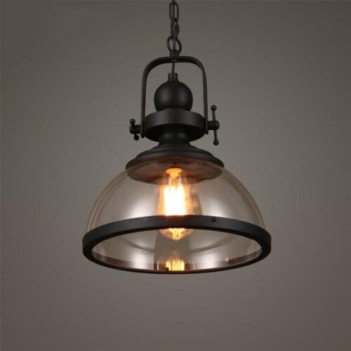 Vintage Iron Pendant Lights Loft Industrial Decor Hanging Lamp For Dining Room Kitchen Home Lighting Fixtures Glass Lampshade