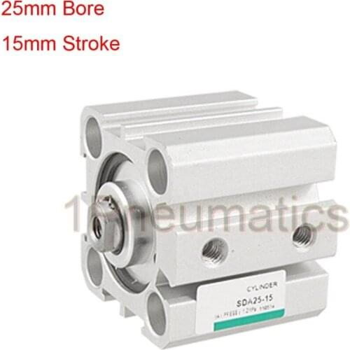 Free Shipping 2PCS/LOT Single Rod Double Action 25mm Bore 15mm Stroke Thin Air Cylinder SDA25-15