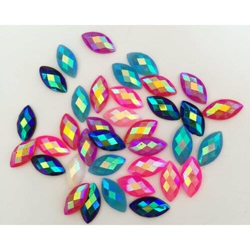 Shiny 200pcs Mix AB Resin 6*12mm Horse Eye Rhiesestone FlatBack Scrapbook Ornaments DIY Wedding Applique