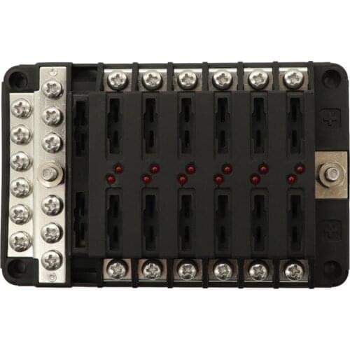 12 Way Blade Fuse Box for Automotive [ATC/ATO/ATP Blade Fuses] [30 Amp][LED
