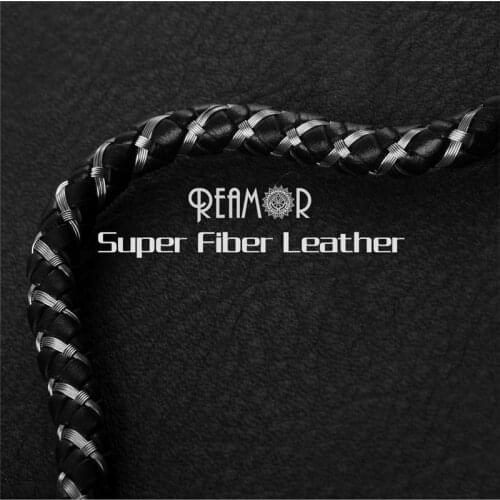 RUIMO 6mm Black Round Braided Leather Cord Super Fiber String Leather Rope DIY Bracelet Making Accessories