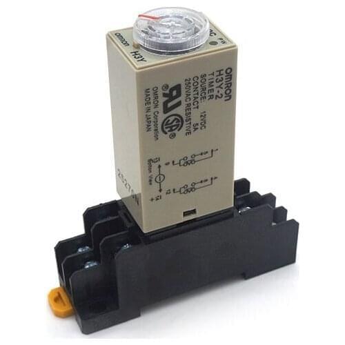 DC12V DC24V AC110V AC220V H3Y-2 0-5/10/30/60s Delay Timer 8 Pin Relay+Socket Base