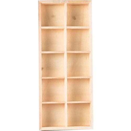 Wooden Succulents Flowerpot 10 Girds Unpainted Box Home Office Decoration