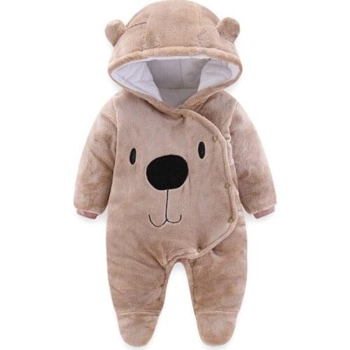 Childrens Clothing Baby Boys Jumpsuit Long Velvet One-Piece Bag Feet Newborn Infant Girls Wear Hooded Solid Color Rompers